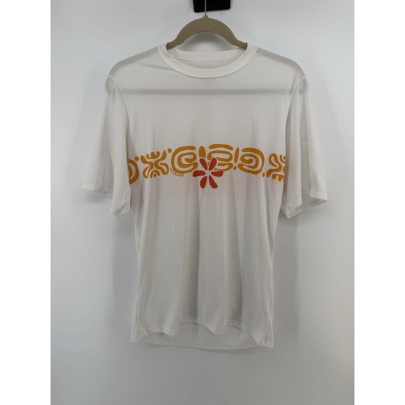 Patagonia Capilene Men's M Shirt Short Sleeve BaseLayer USA MADE orange design - Picture 1 of 5